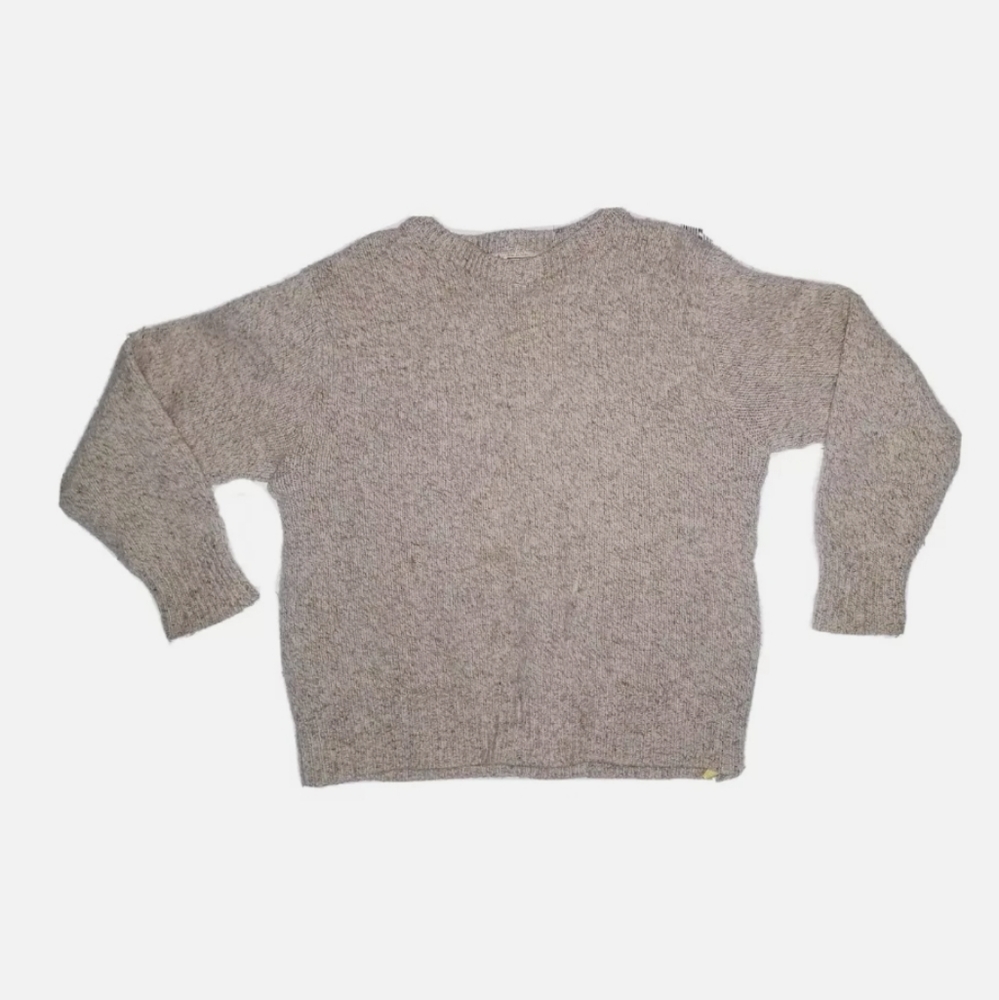 LL Bean Men's Large 85% Wool Sand Long Sleeve Sweater 46" Chest